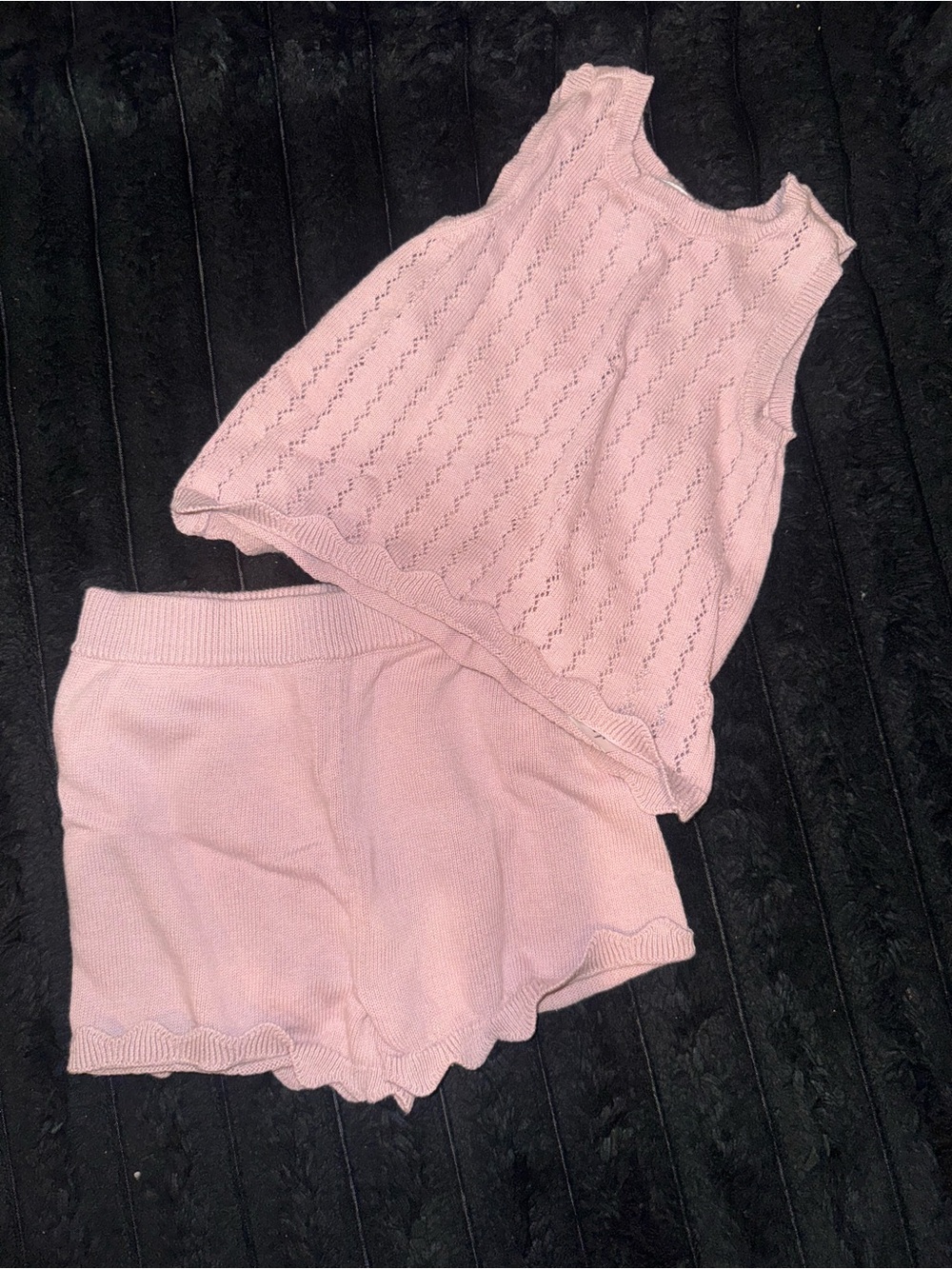 Carter’s Child of Mine Girls 4T Pink Knit Pointelle Top & Shorts 2 Piece Set